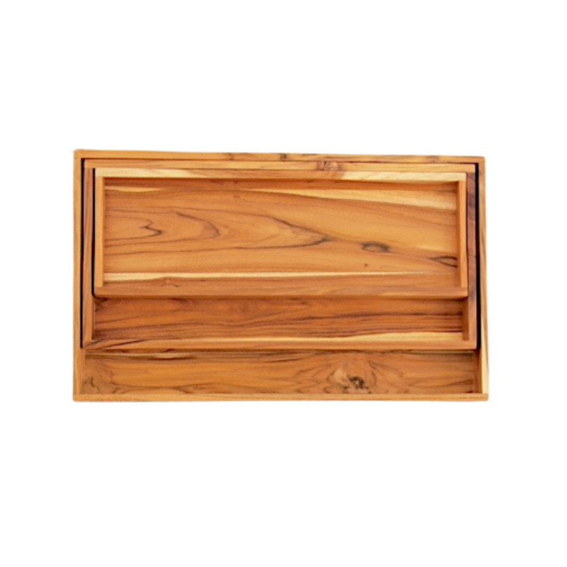 Set de 3 Azafates de Madera de Teca