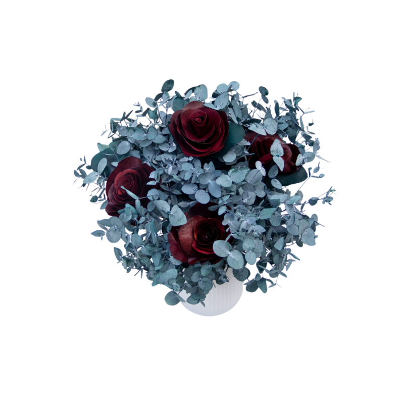 Arreglo Florero Rosas Eucalipto Preservado