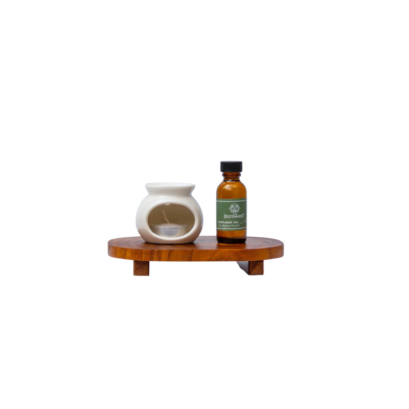Quemador con Aceite Aromático 1 oz y Base de Madera de Teca